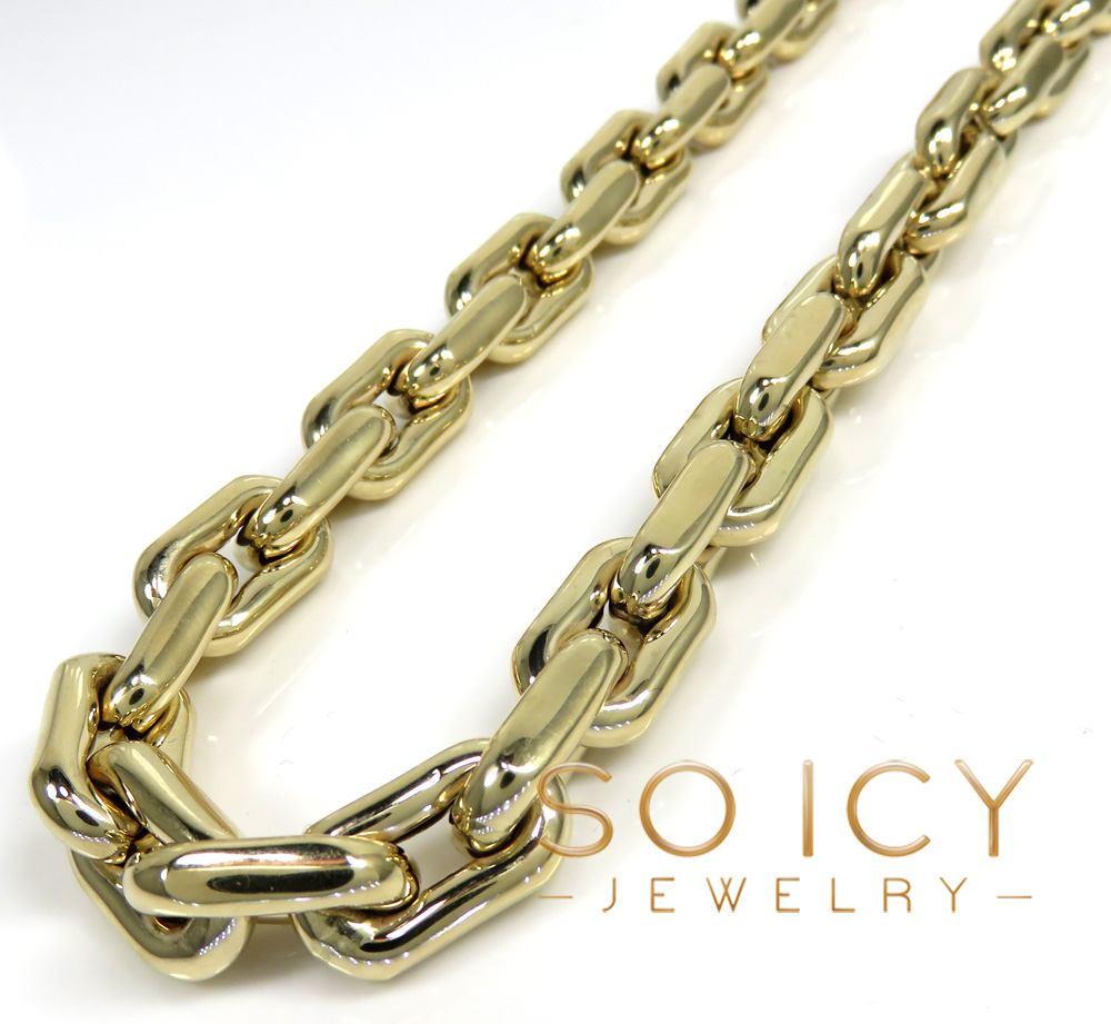 10k yellow gold large hollow cable link chain 22-24 inches 9mm