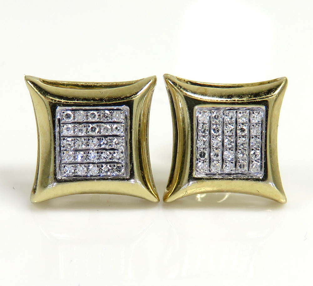 10k yellow gold 5 row 9.50mm diamond kite earrings 0.10ct