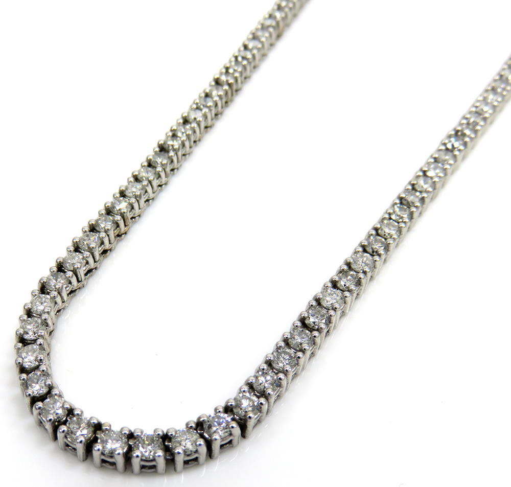 14k white gold round 7 pointer diamond tennis chain 22 inches 3.50mm 13.05ct