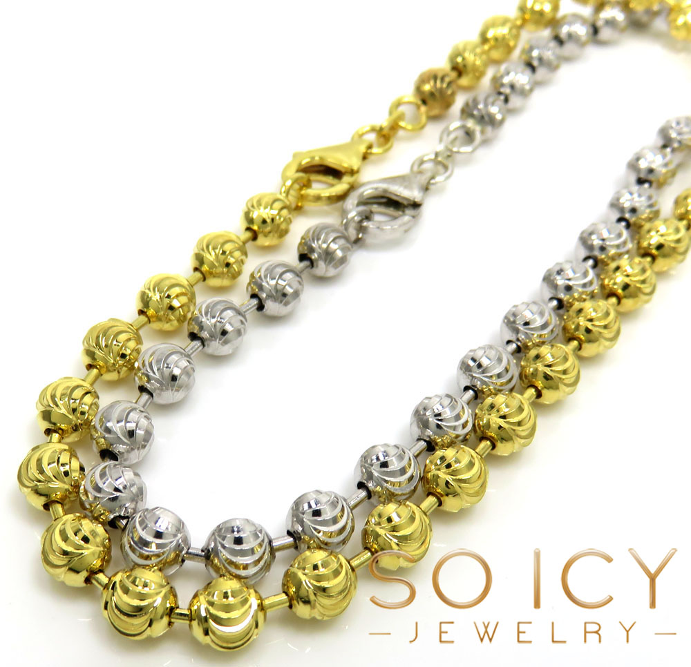 925 yellow or white moon cut bead bracelet 9 inch 5mm 