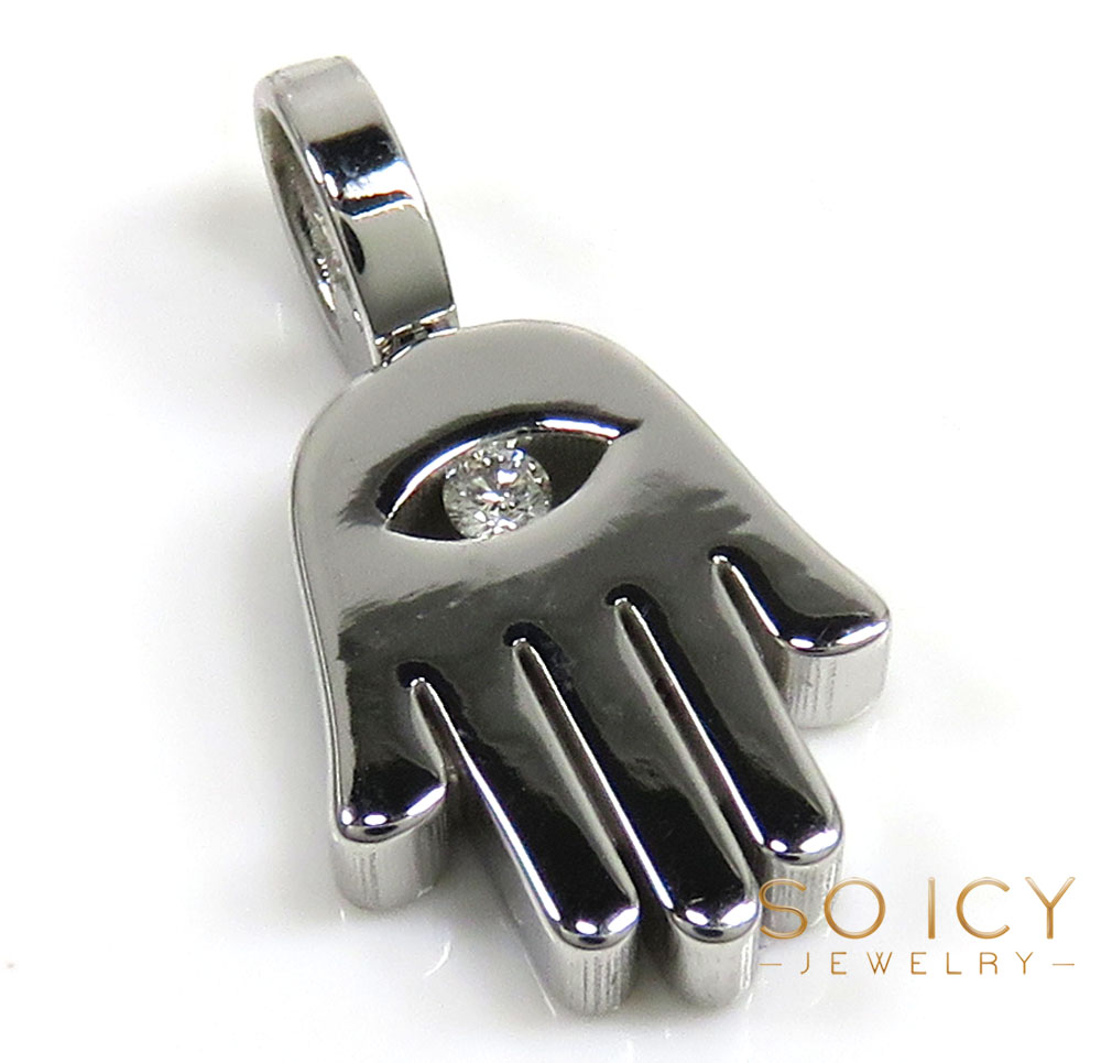 14k gold mini vs diamond hamsa pendant 0.05ct