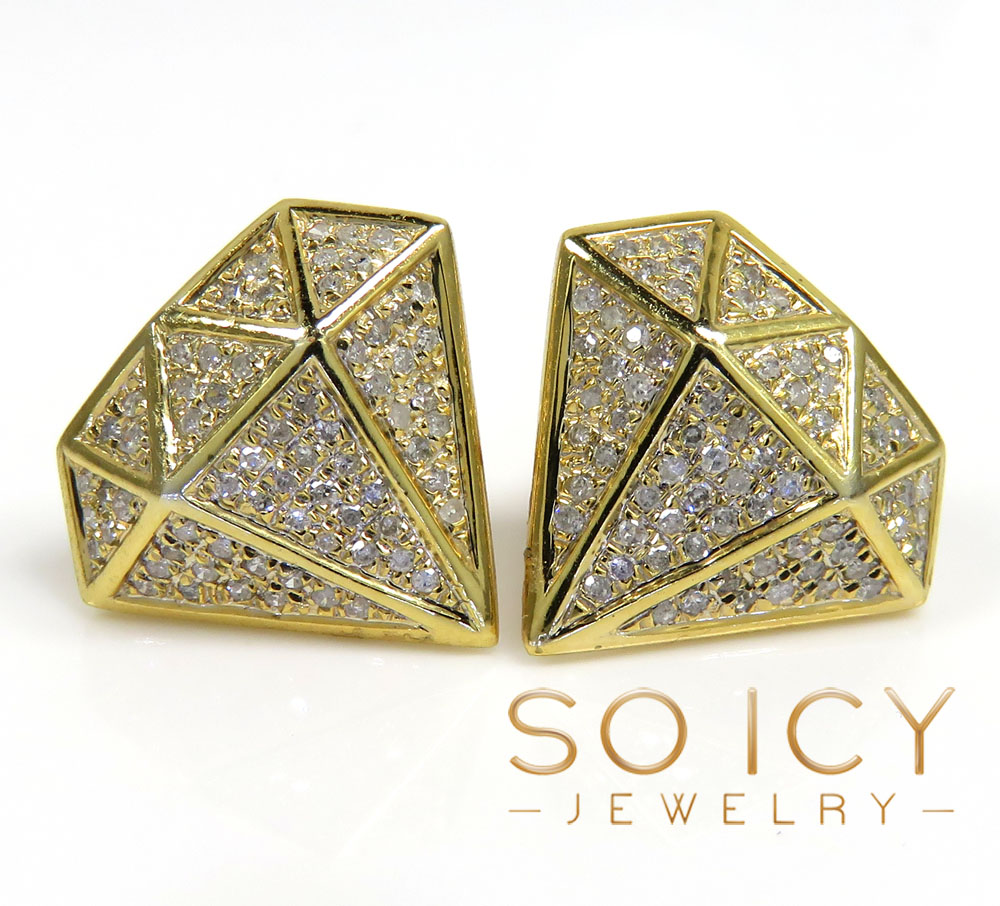 10k yellow gold medium diamond logo earrings 0.40ct