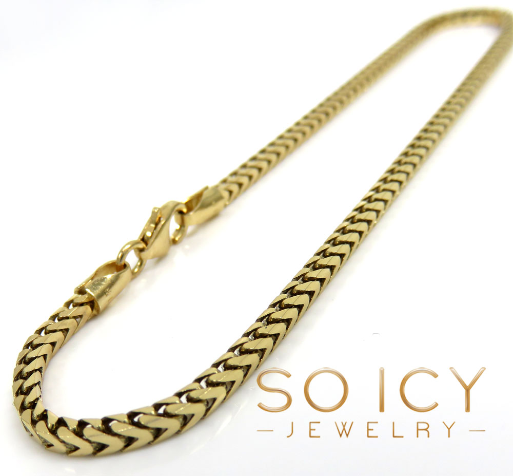 14k yellow gold solid tight franco box bracelet 8.50inch 2.20mm
