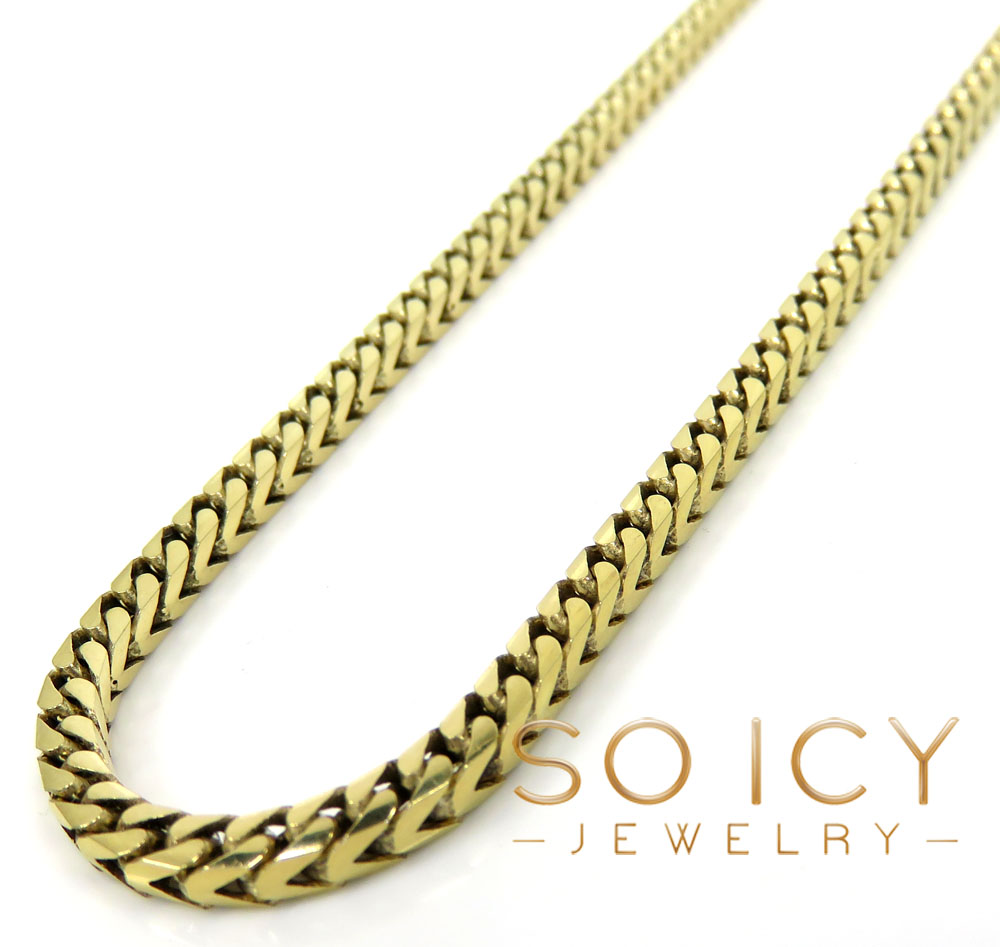 10k solid yellow gold tight link franco chain 18-26 inch 3mm