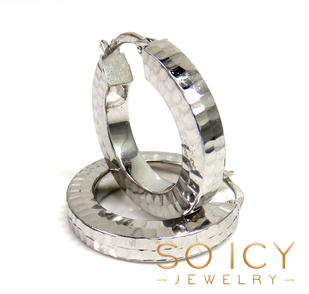 14k white gold small 4mm huggie hoops earrings 