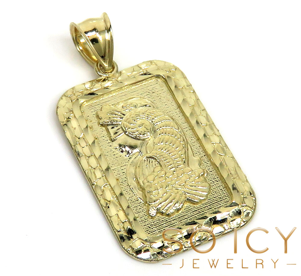 10k yellow gold large gold nugget bar pendant