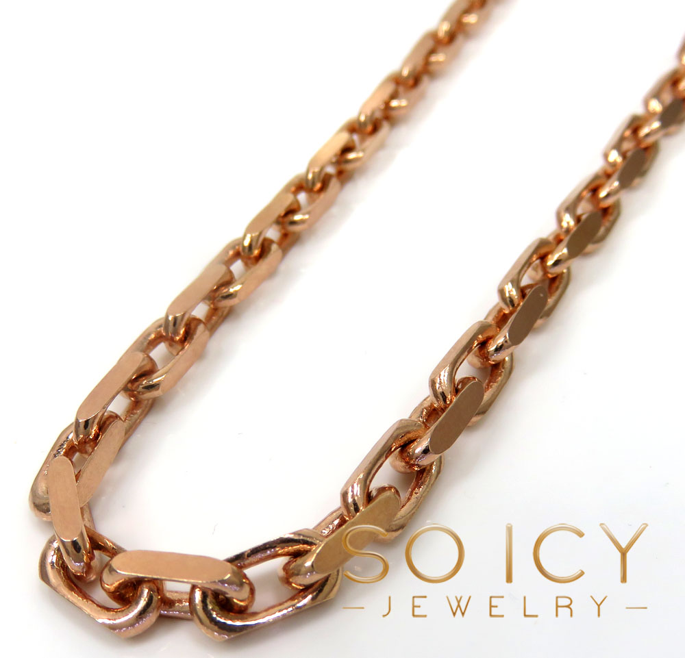 14k Rose Gold Solid Flat Edge Cable Link Chain 20-30 Inches