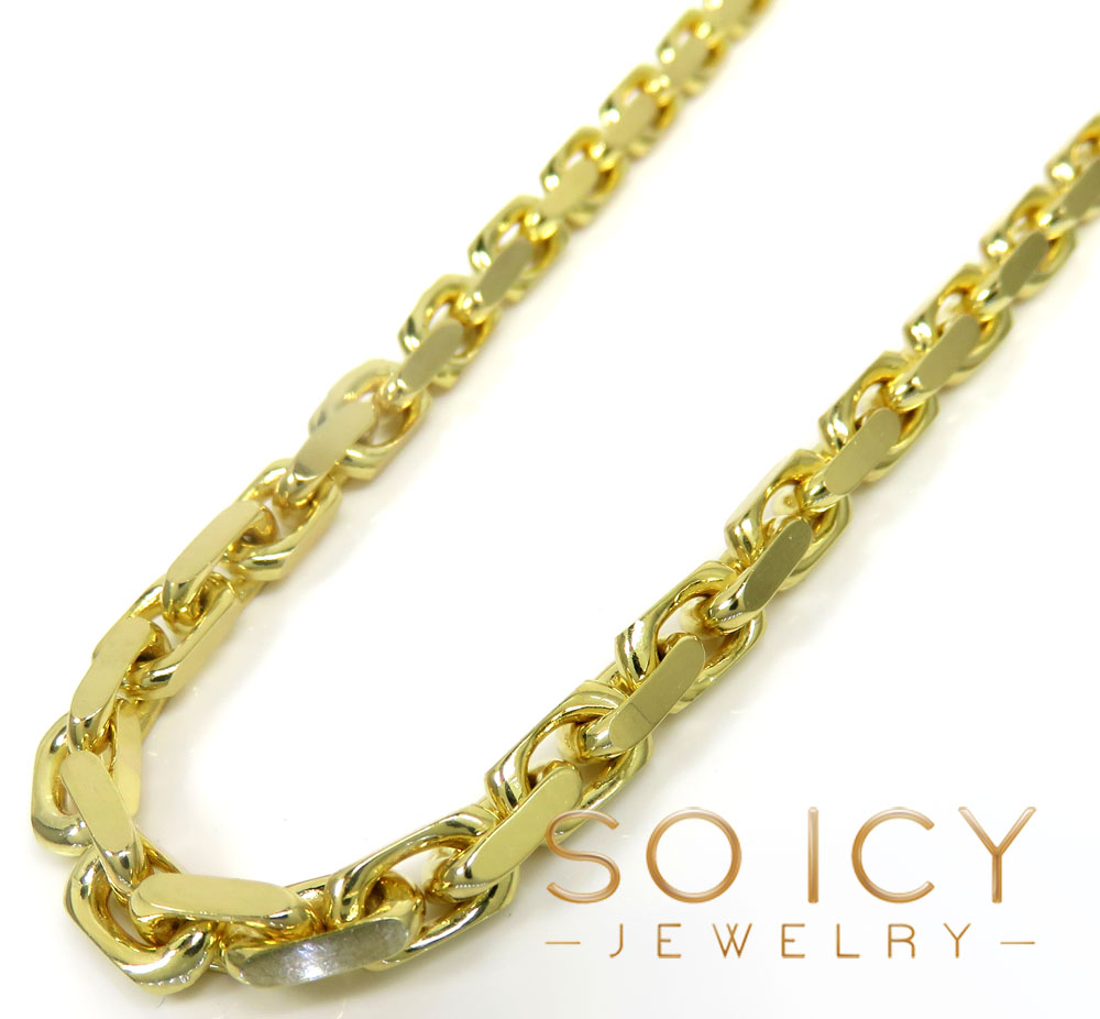 14k yellow gold solid flat edge cable link chain 20-30 inches 4.60mm 