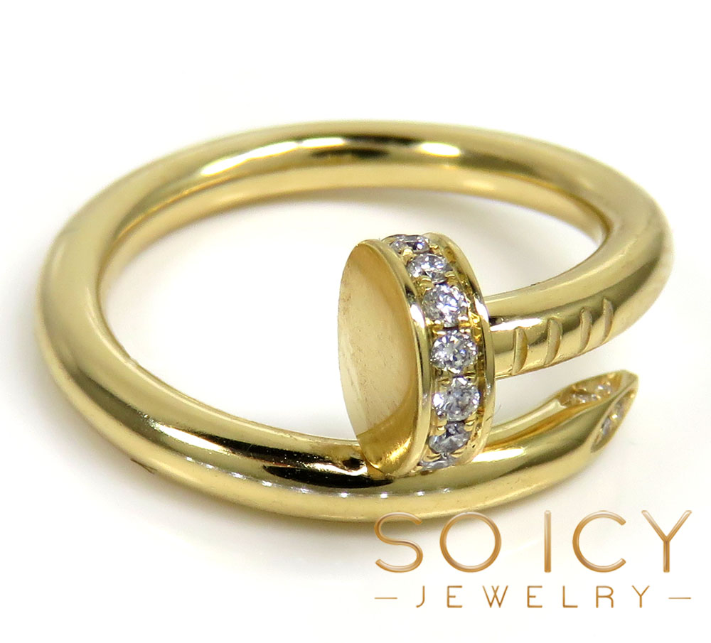 18k yellow gold diamond nail ring 0.25ct