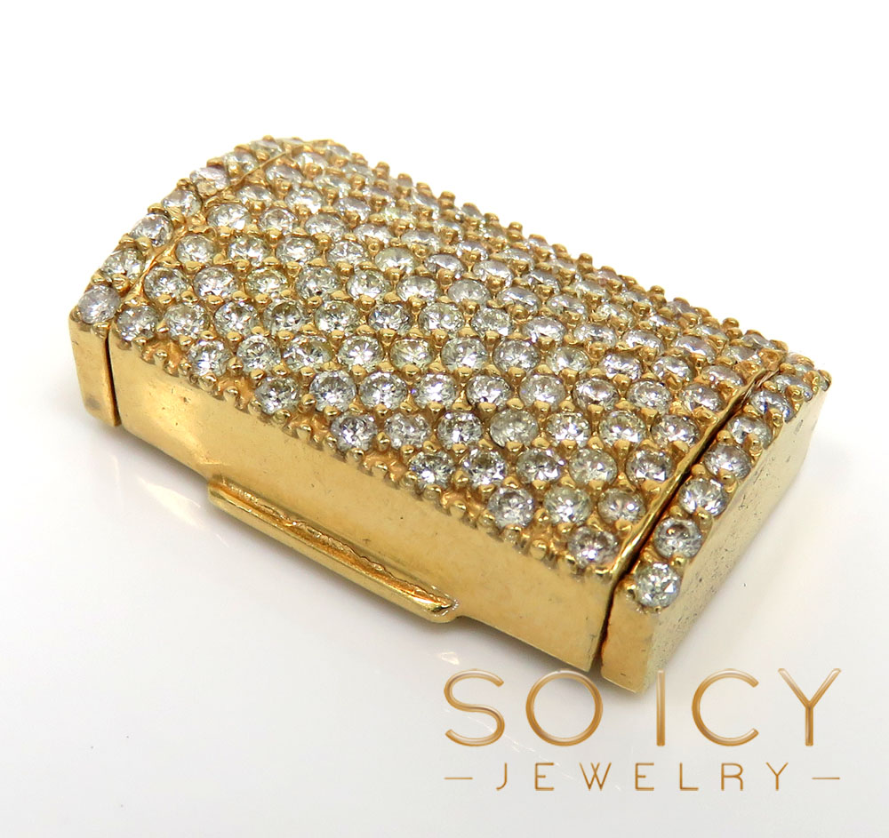 14k yellow gold 14mm diamond flap lock 2.99ct