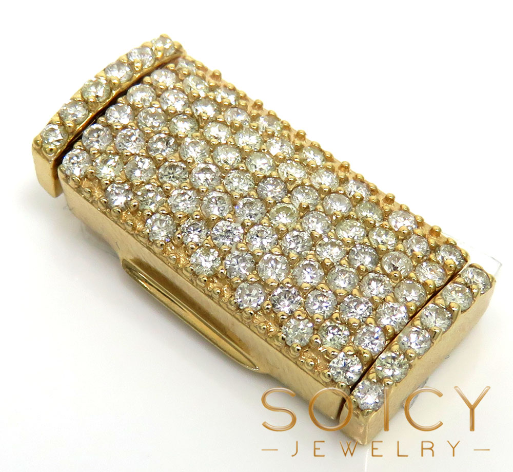 14k yellow gold 11mm diamond flap lock 1.75ct