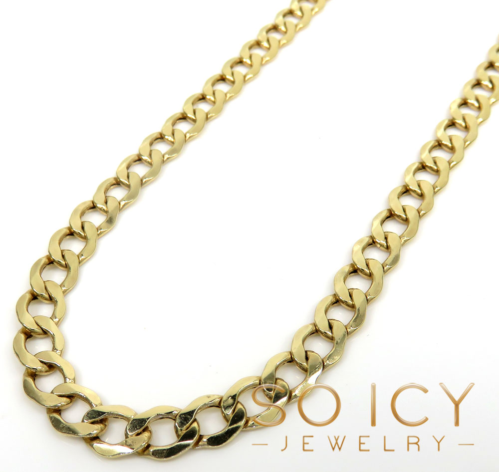14k yellow gold hollow cuban link chain 22-24 inch 6.7mm