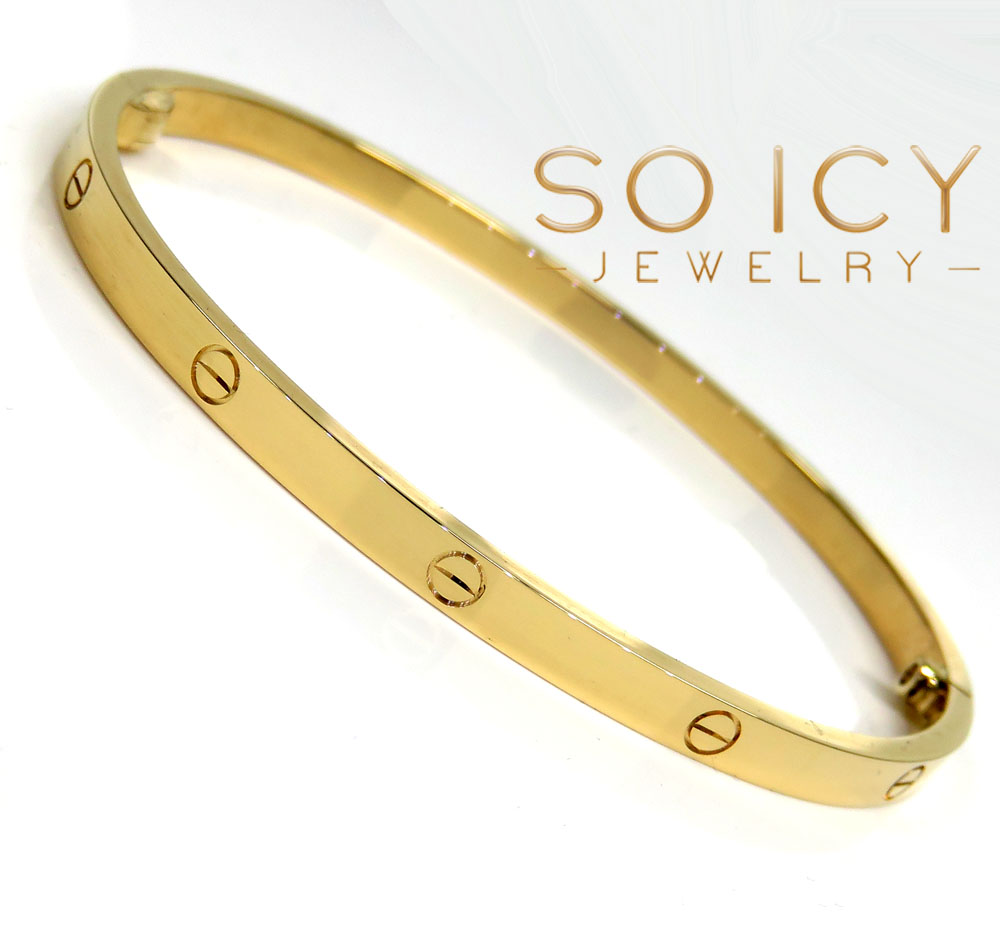 18k solid gold skinny screw bangle 