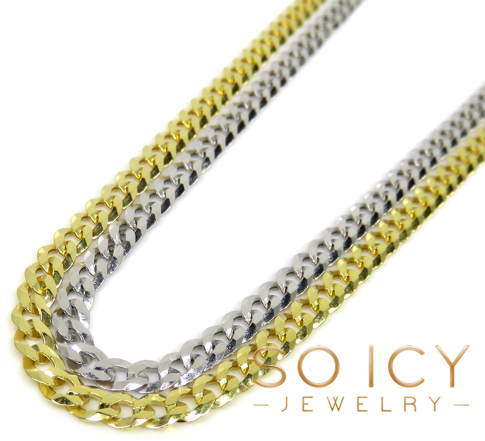 925 yellow or white solid cuban chain 18-26 inch 3.50mm