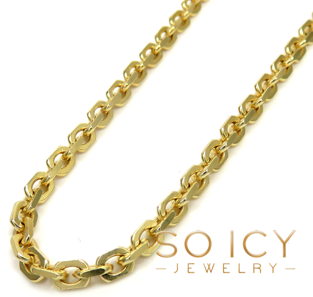 14k yellow gold solid flat edge cable link chain 20-24 inches 3.60mm 