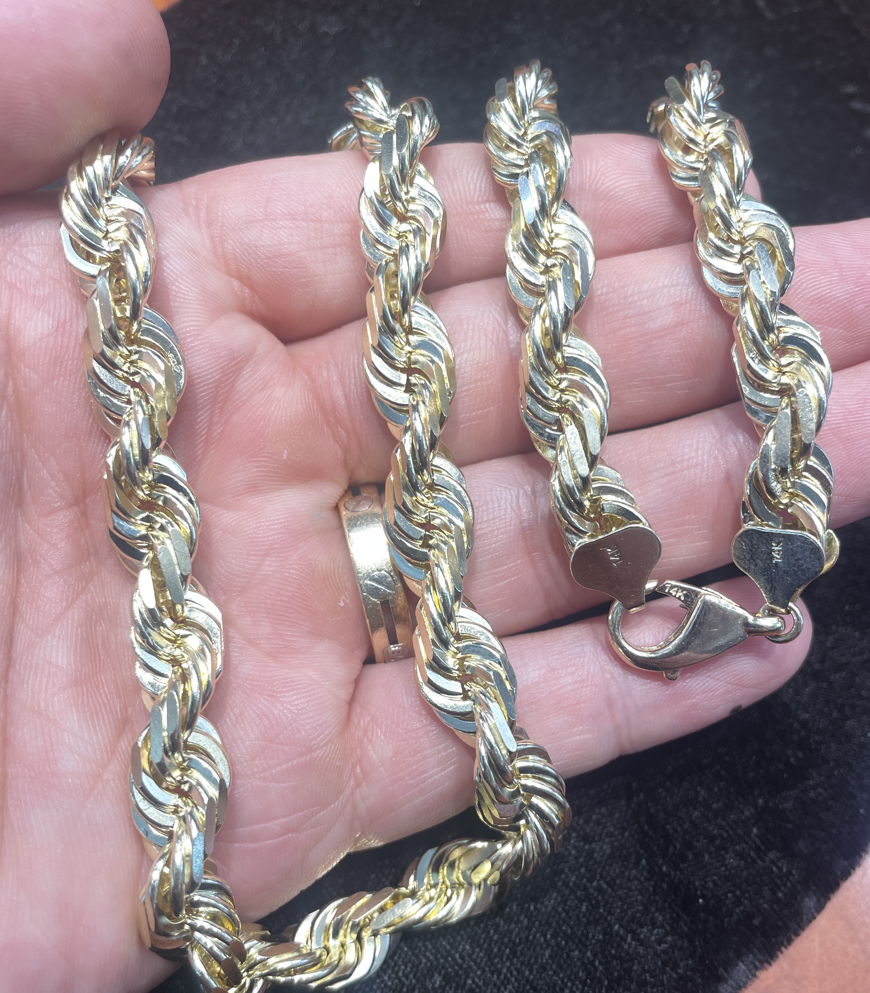14k 10mm solid yellow gold rope chain 26”