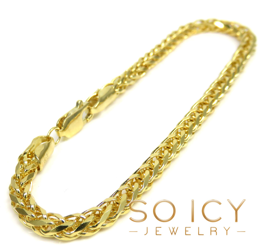 14k yellow gold solid wheat bracelet 8