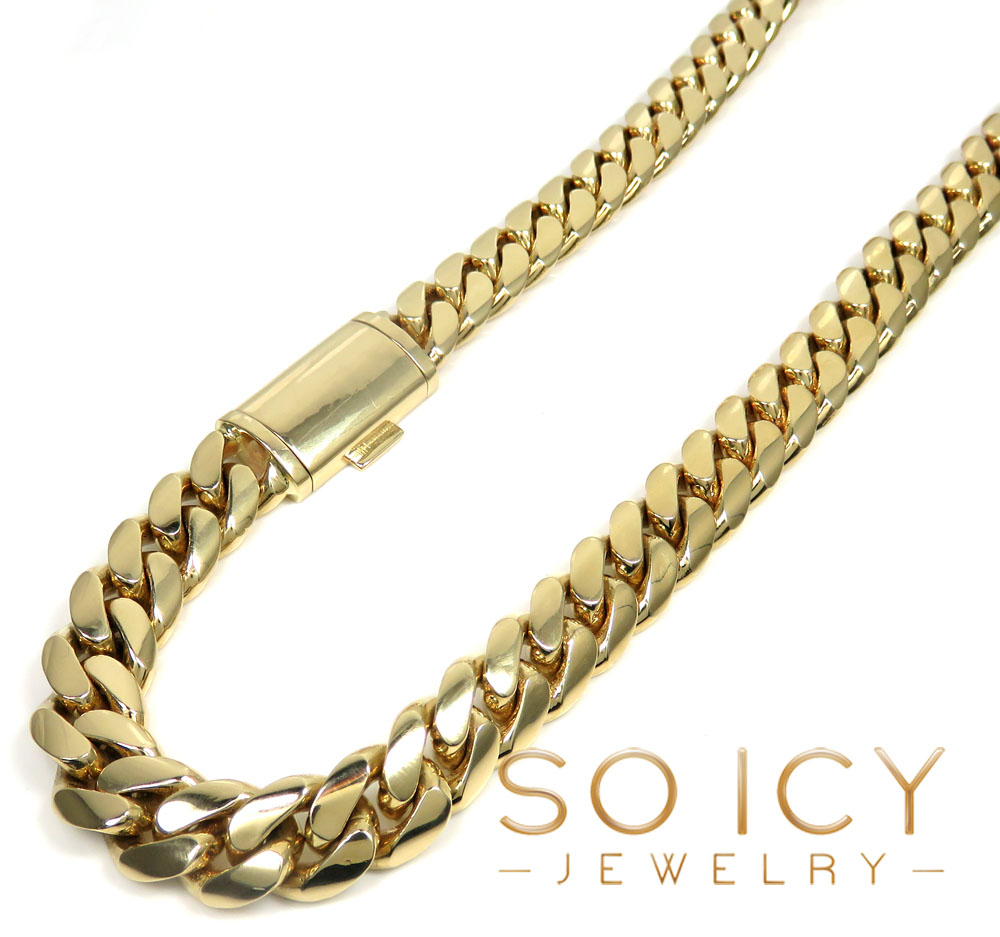 14k yellow gold hollow miami cuban link chain 22-26 inches 14mm