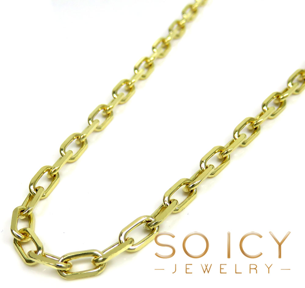 14k yellow gold solid cable open link chain 22-24 inch 3.70mm