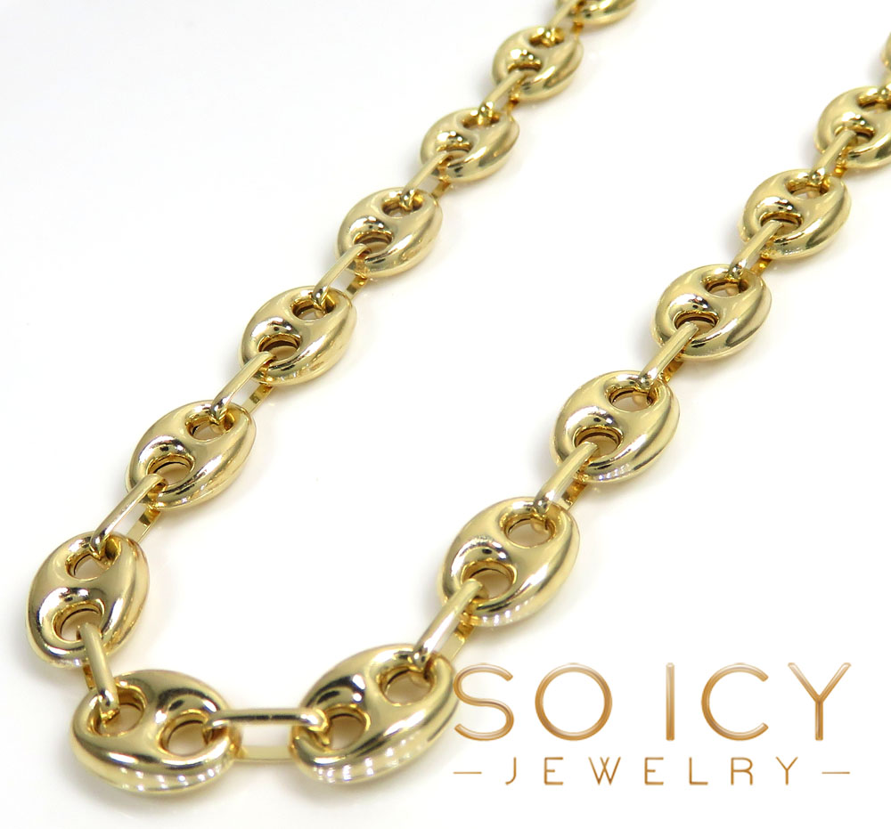 14k yellow gold gucci puff link chain 18-26 inches 7.50mm