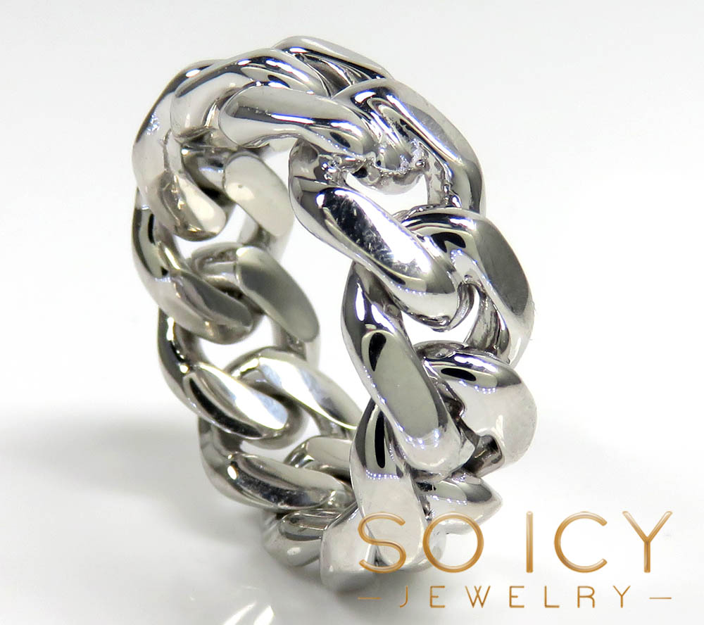 925 sterling silver 9.50mm solid miami link ring 