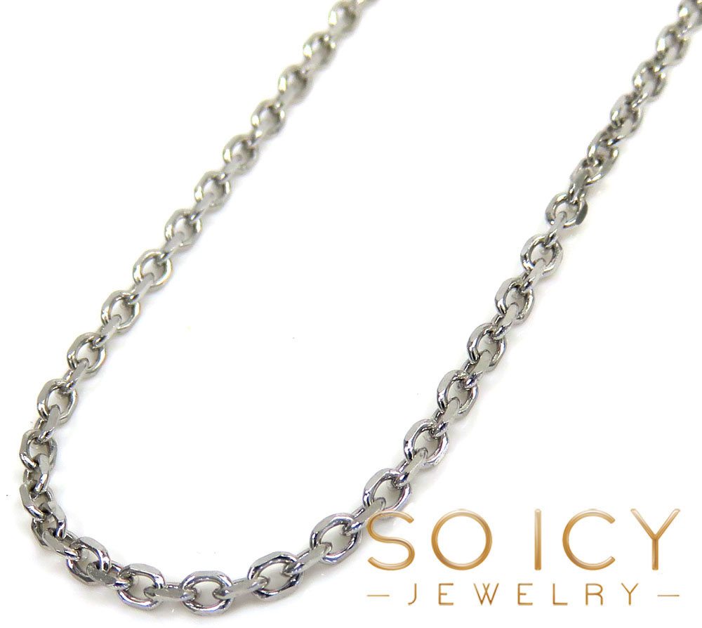 14k white gold super skinny solid cable chain 18-24 inch 1.7mm