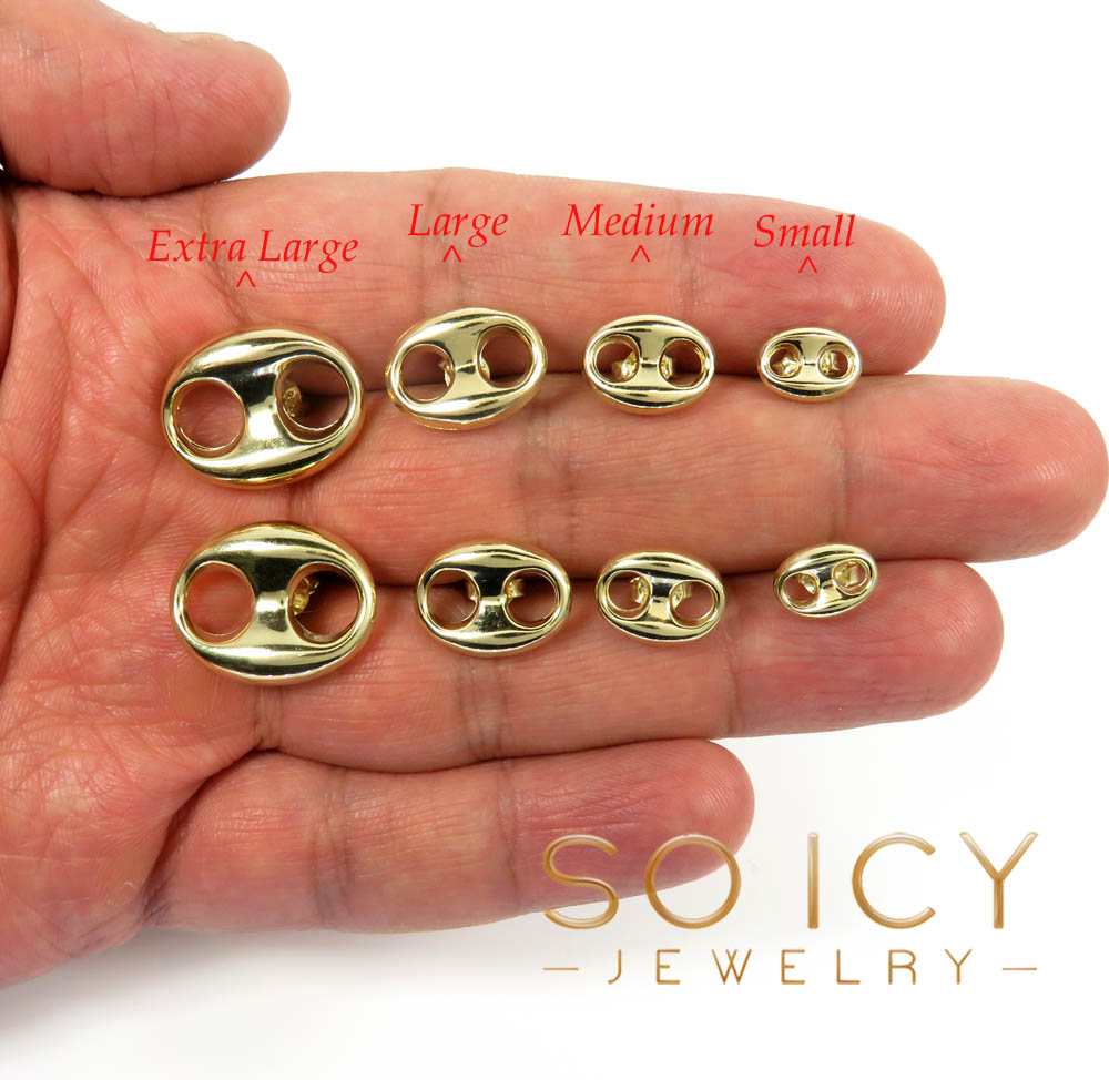 10k yellow gold hollow 7.50mm-16.80mm puffed mariner earrings