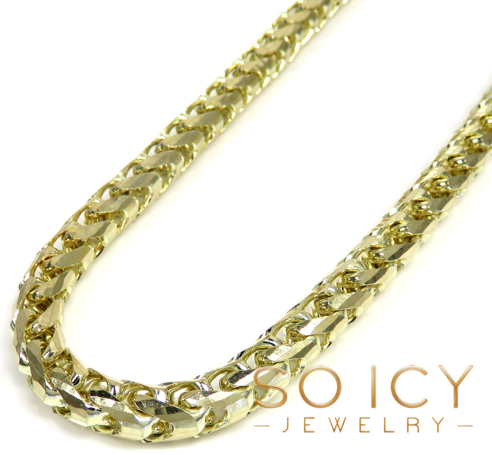 14k yellow gold solid diamond cut franco chain 20-30 inch 6.70mm