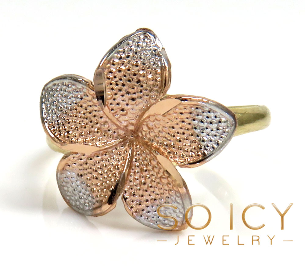 14k tri color flower ring