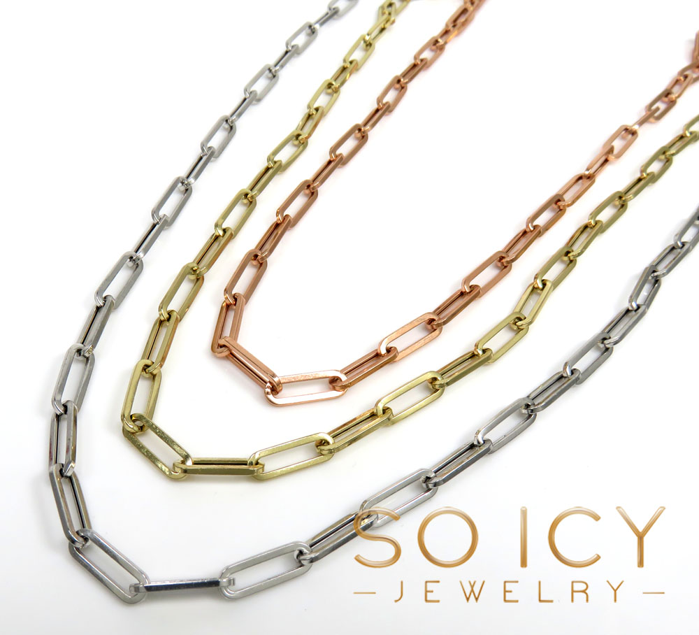 14k gold hollow paper clip chain 18-22 inch 3.80mm