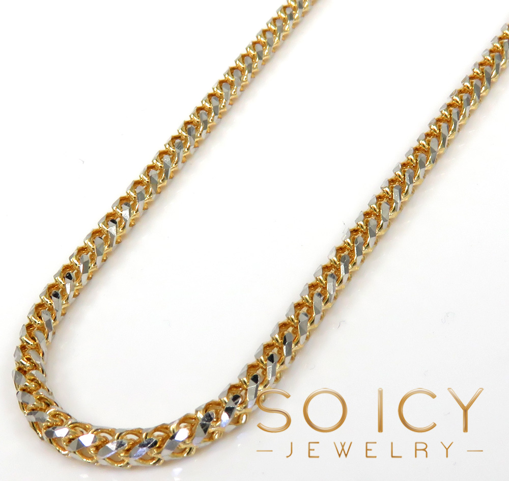 14k two gold prism cut franco chain 18-26 inch 2.50mm