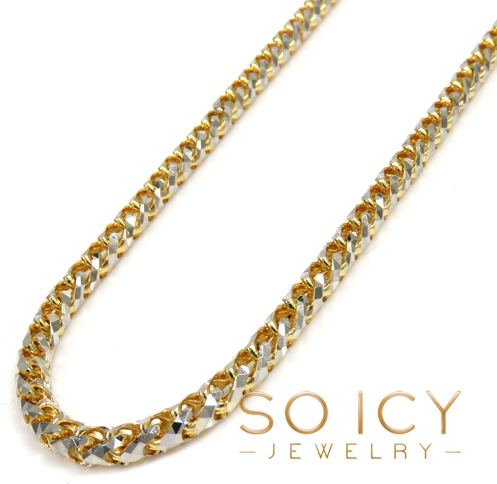 14k two gold prism cut franco chain 18-26 inch 3mm 