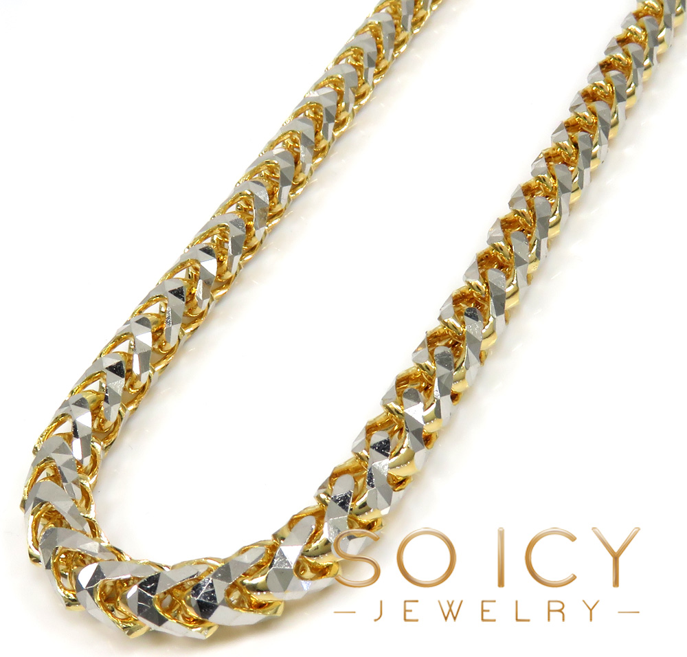 14k two gold prism cut franco chain 18-26 inch 6mm 