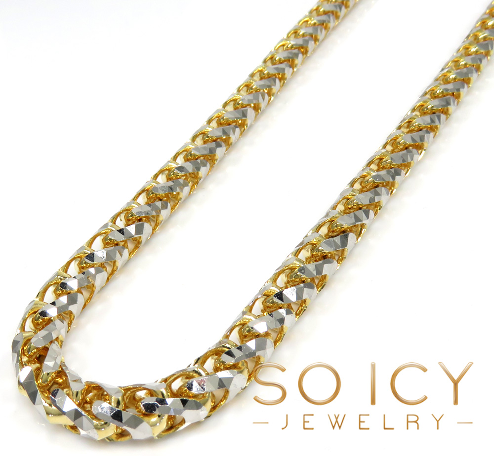 14k two gold prism cut franco chain 18-26 inch 6.50mm