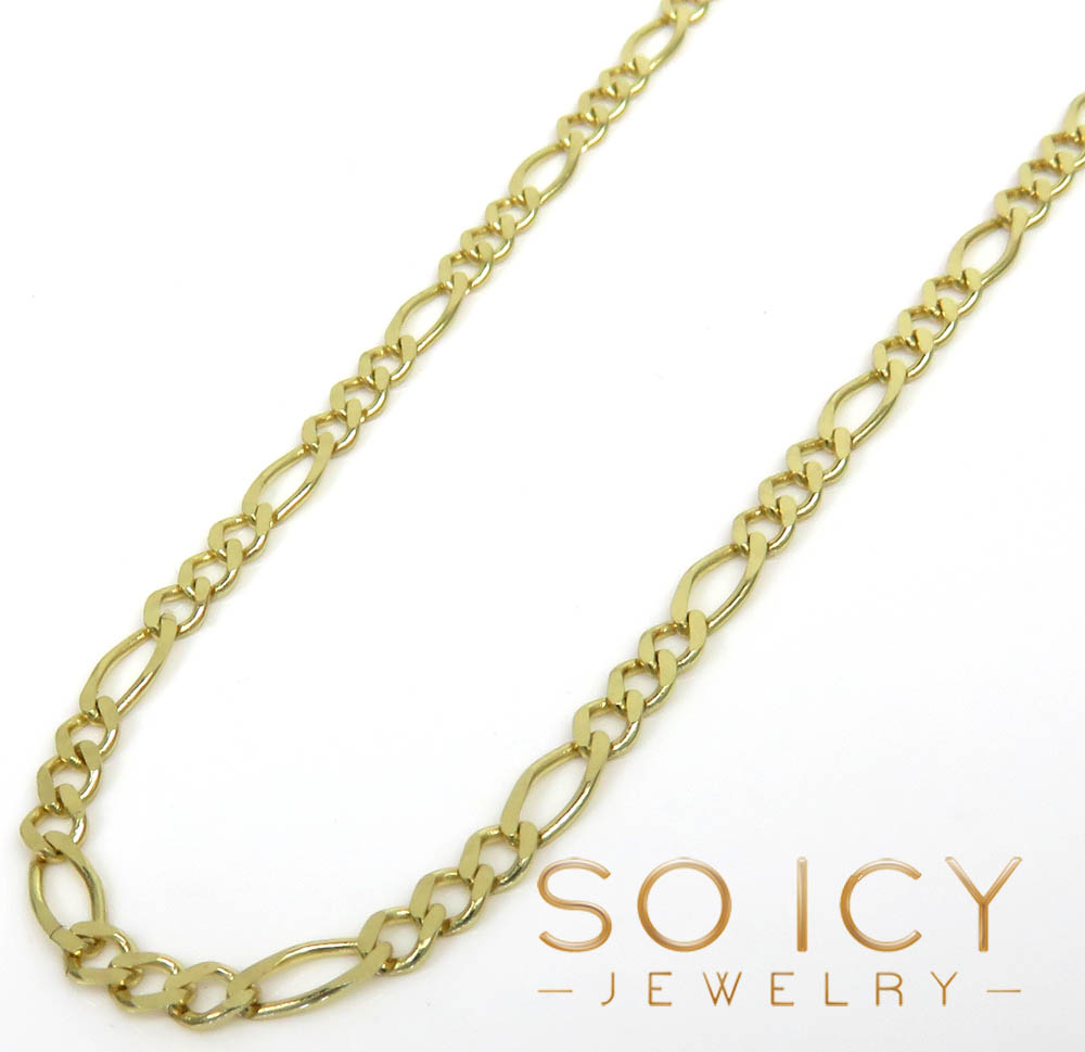 14k yellow gold solid figaro link chain 16-22 inch 2.50mm