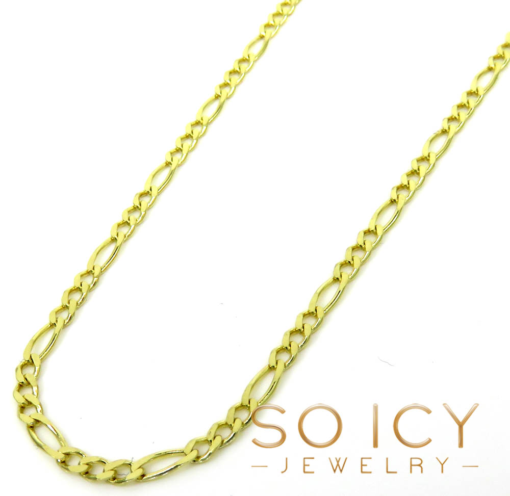 14k yellow gold skinny solid figaro link chain 18-22 inch 1.80mm 