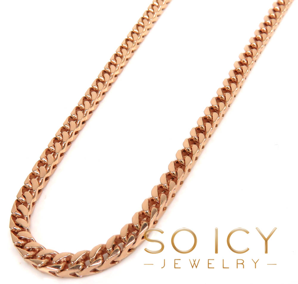 14k rose gold solid box franco chain 18-24 inch 3mm
