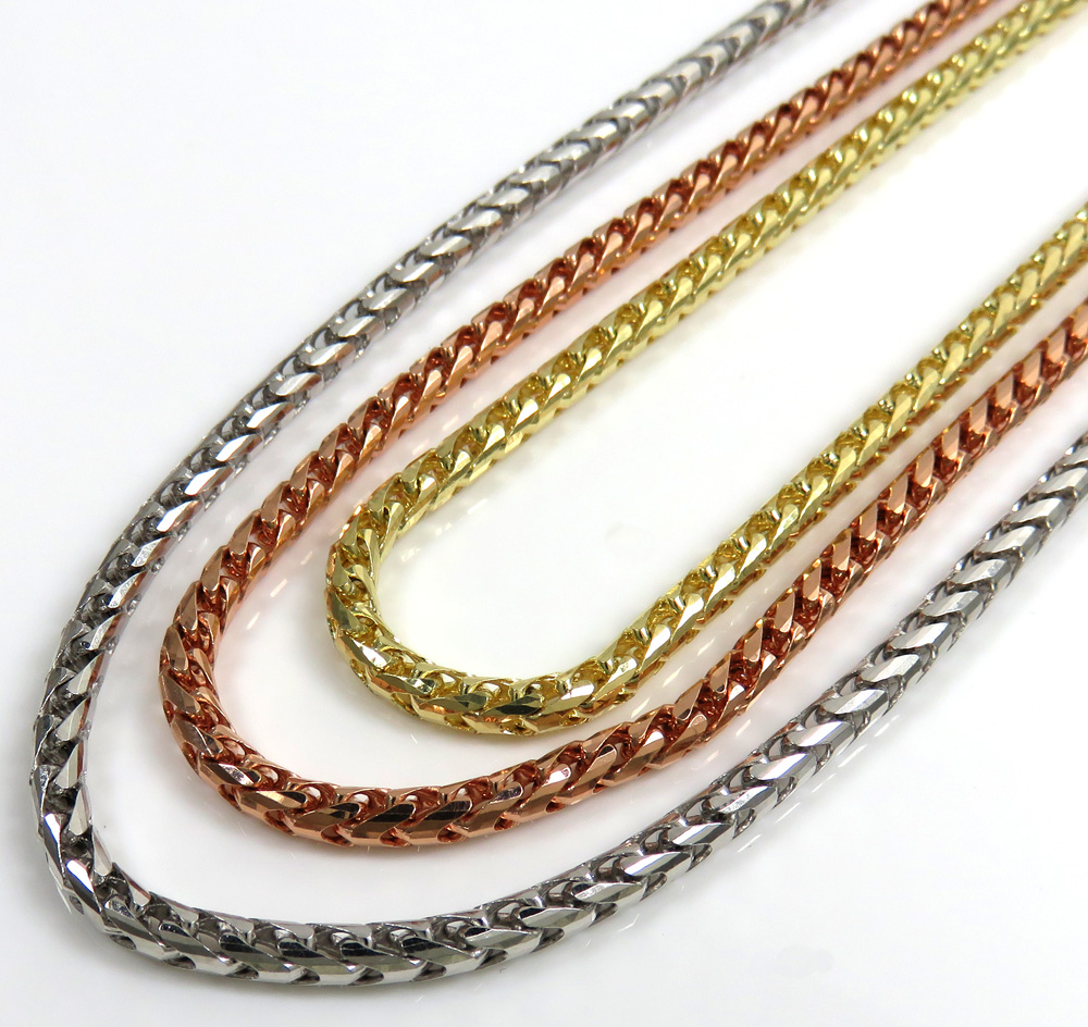 14k rose gold solid box franco chain 18-24 inch 3mm