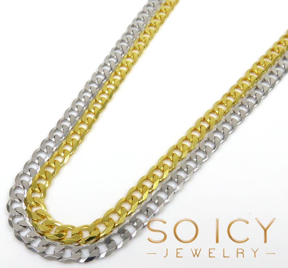 925 yellow or white solid cuban chain 18-24