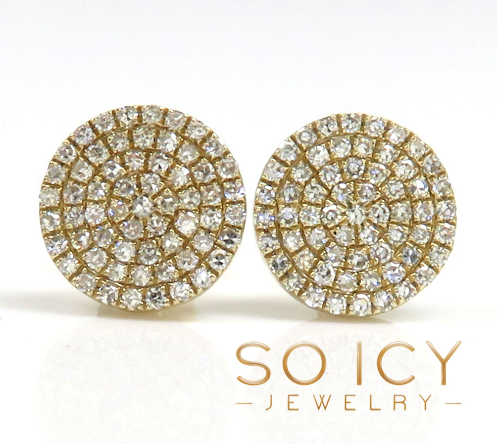 14k gold round diamond 8.50mm frame-less earrings 0.38ct