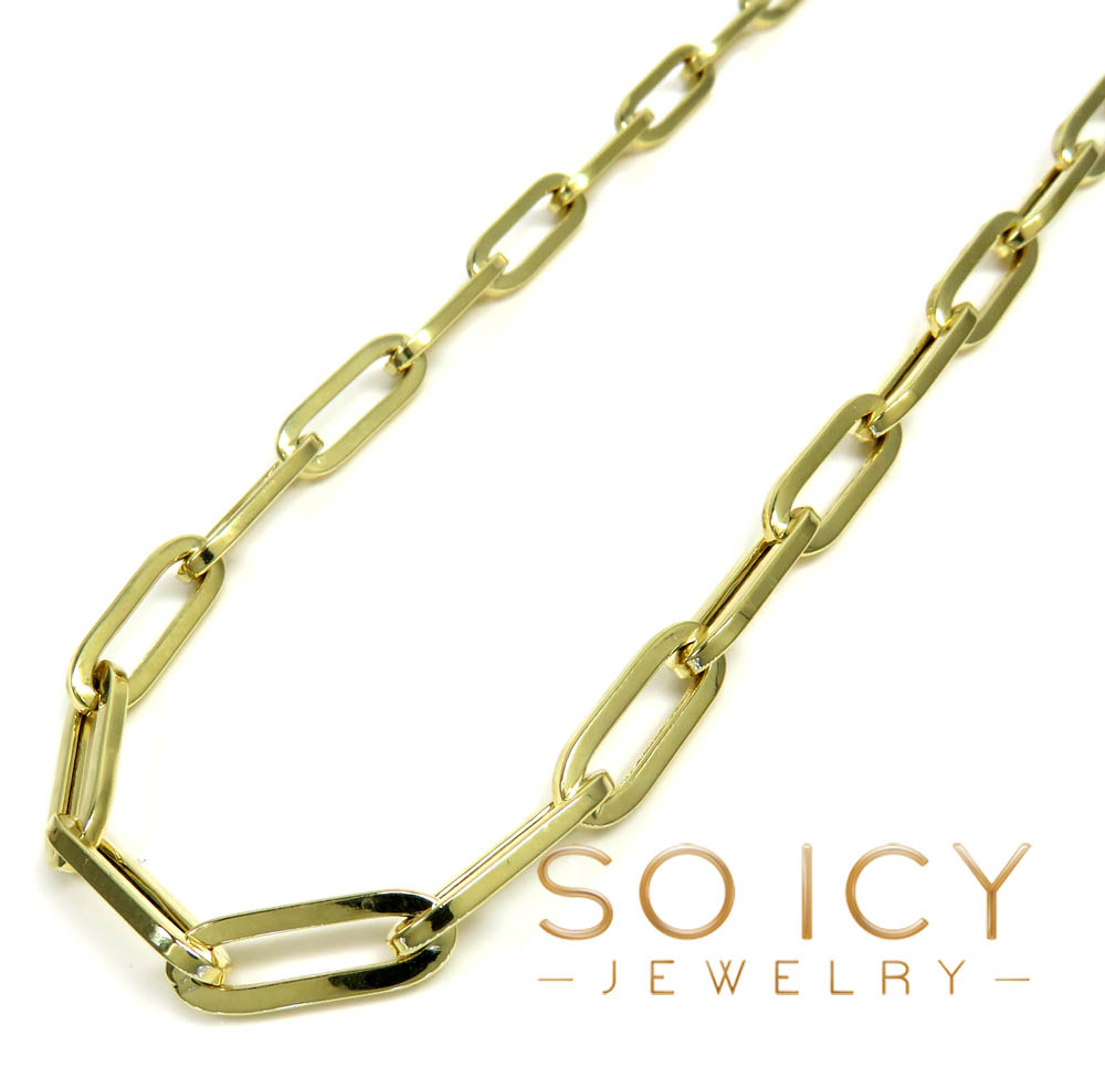 10k yellow gold hollow paper clip chain 18-24 inch 5.5mm 