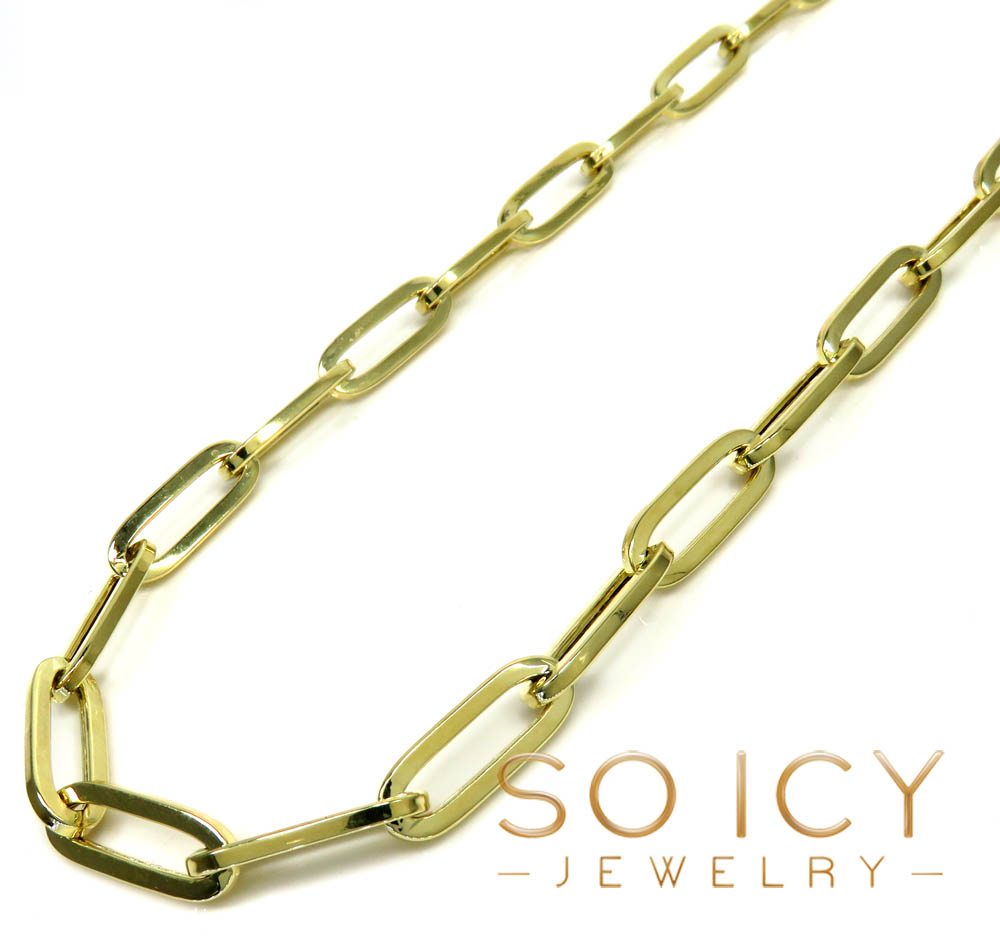10k yellow gold hollow paper clip chain 18-24 inch 6.5mm