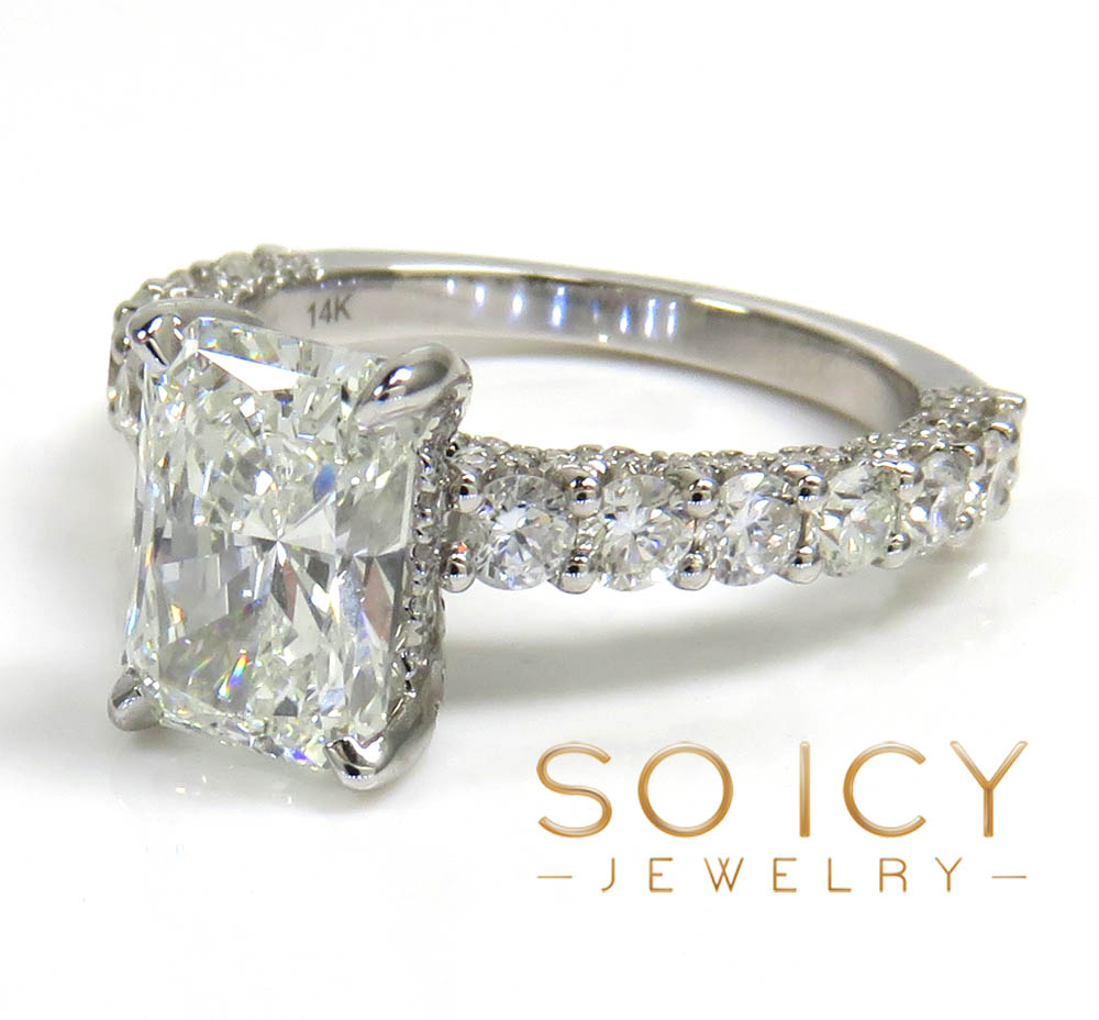 14k white gold radiant diamond engagement ring 3.00ct