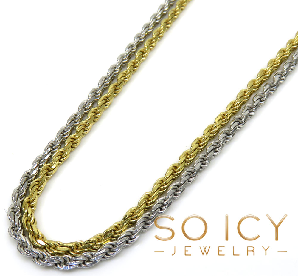 925 white or yellow sterling silver rope link chain 18-26 inch 2.20mm