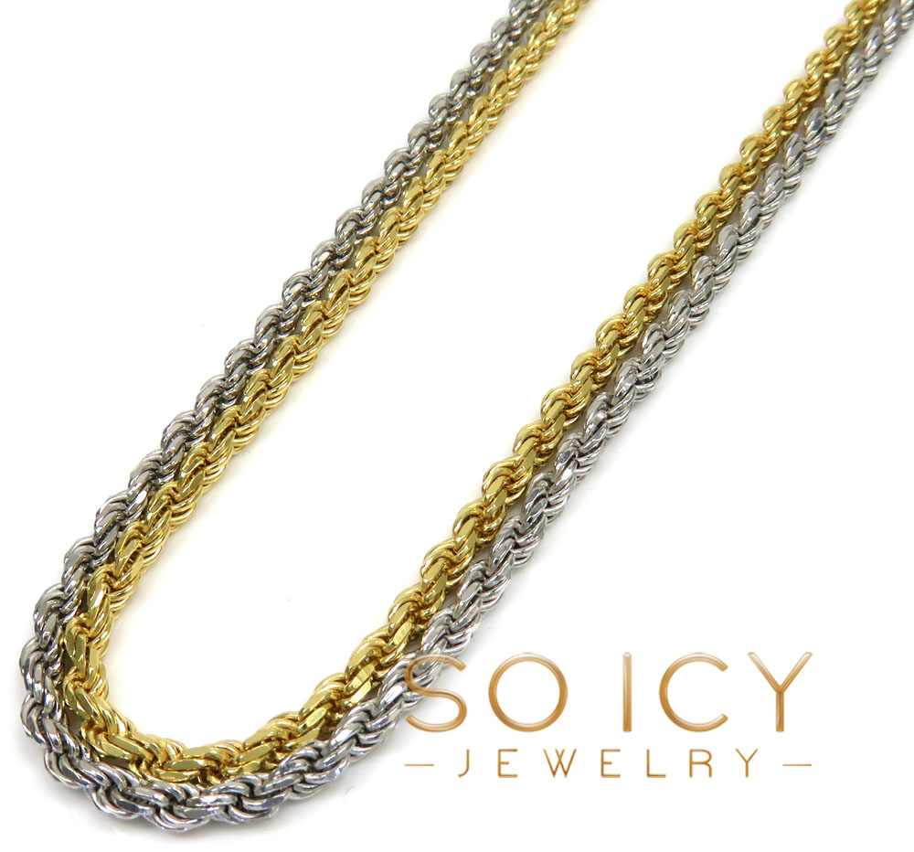 925 white or yellow sterling silver rope link chain 18-26 inch 2.80mm