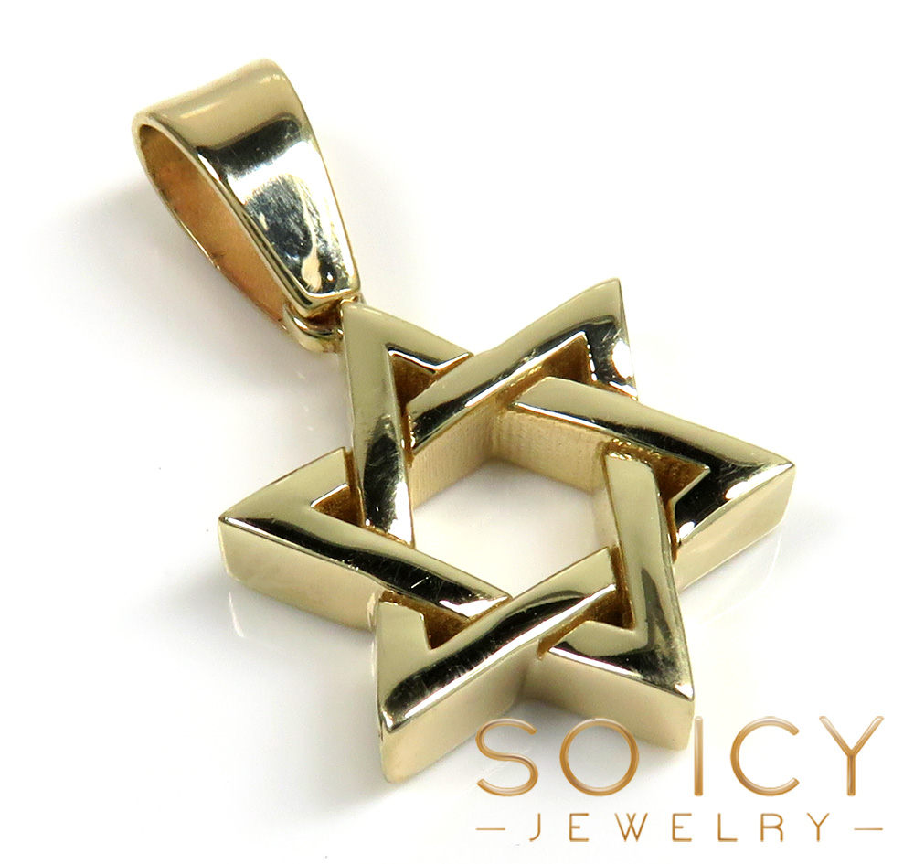 14k solid gold thick star of david pendant 
