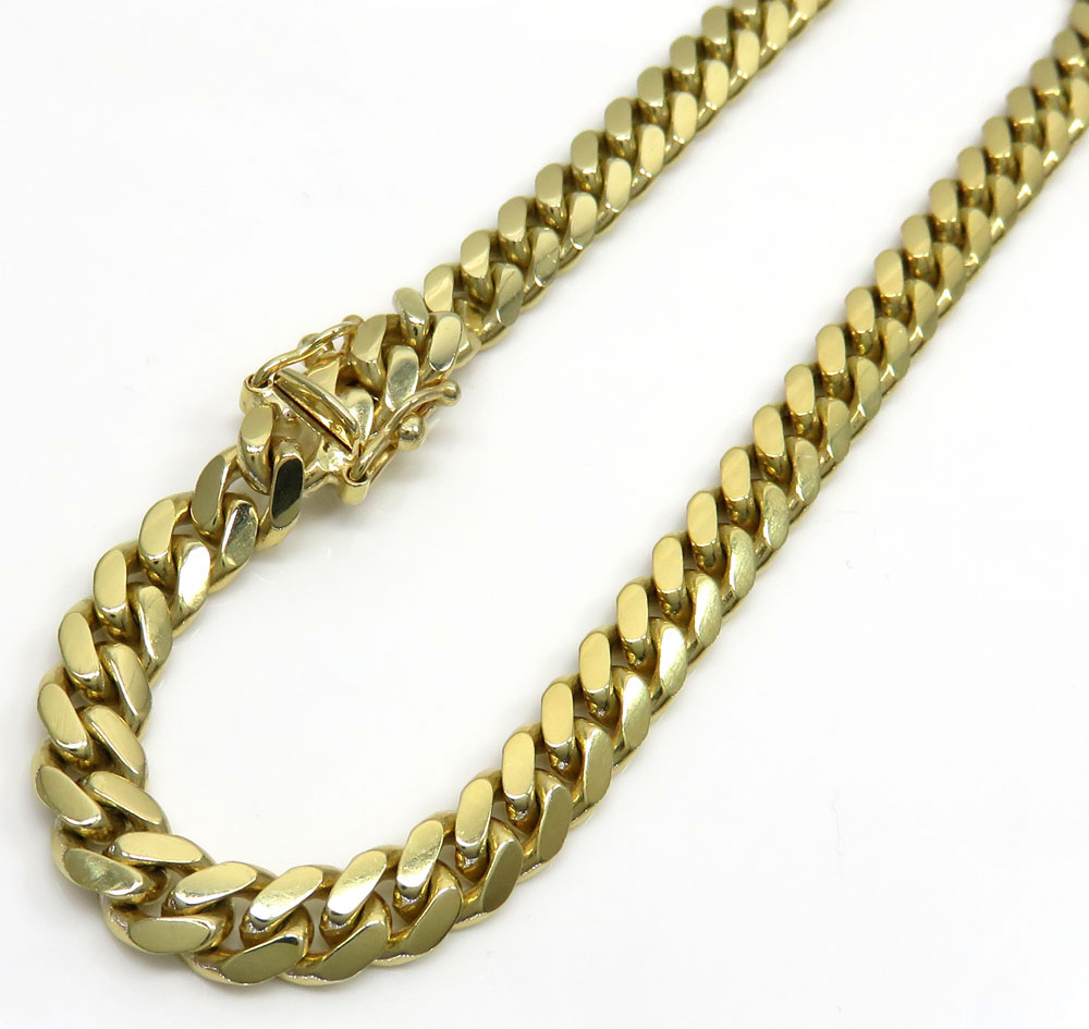 14k yellow gold solid miami bracelet 8