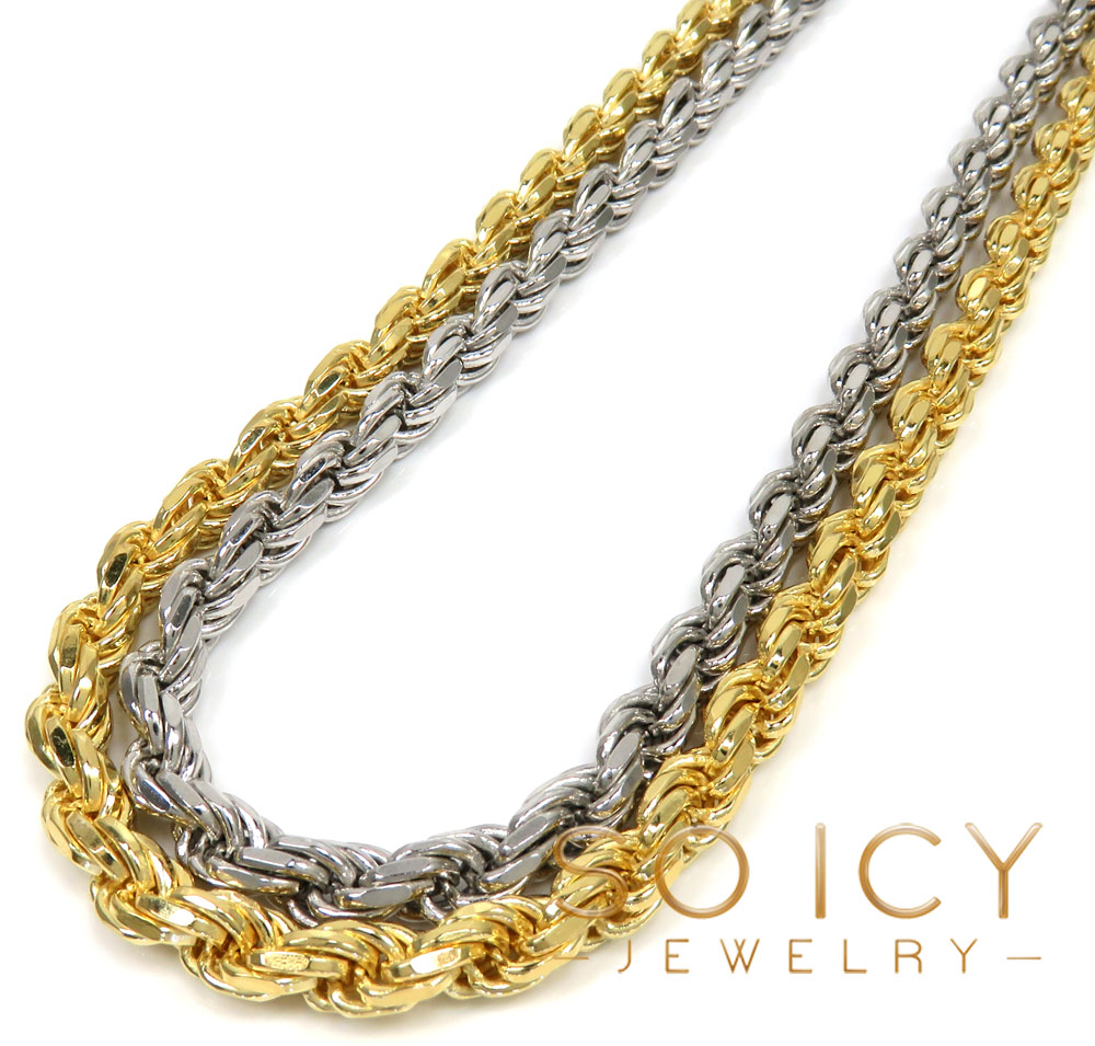  925 white or yellow sterling silver rope link chain 18-26