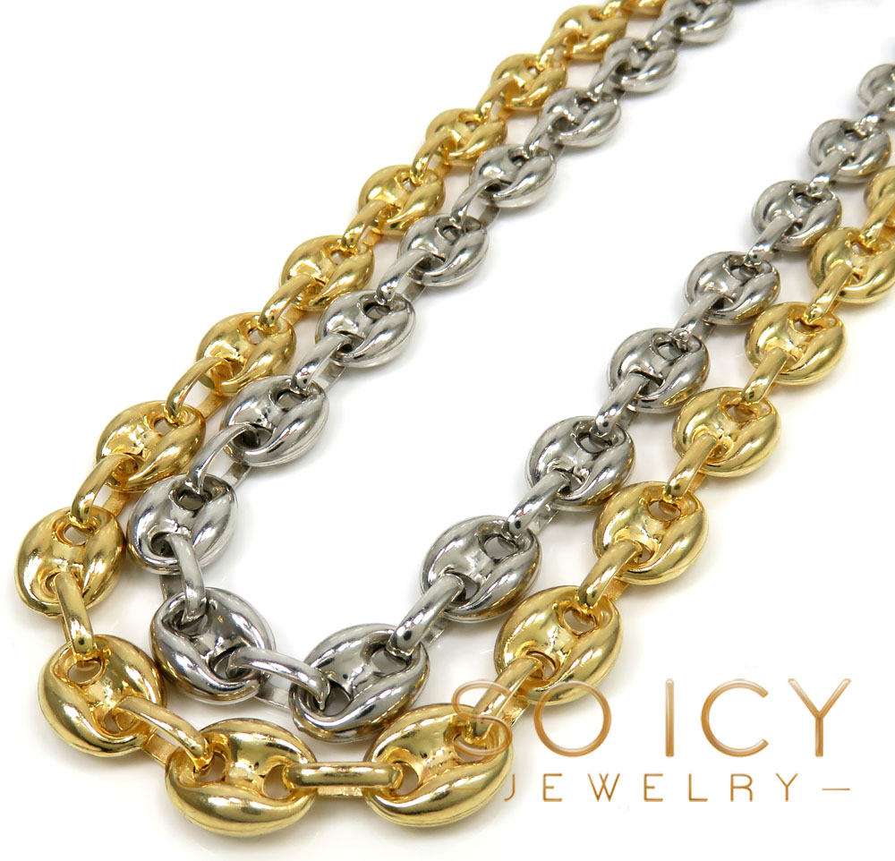 925 white or yellow sterling silver puff gucci link chain 18-26