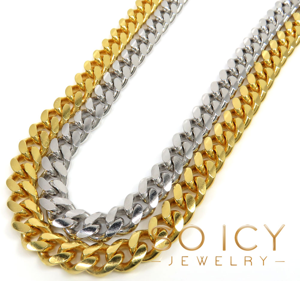 925 white or yellow sterling silver miami link chain 18-26 inch 8.50mm